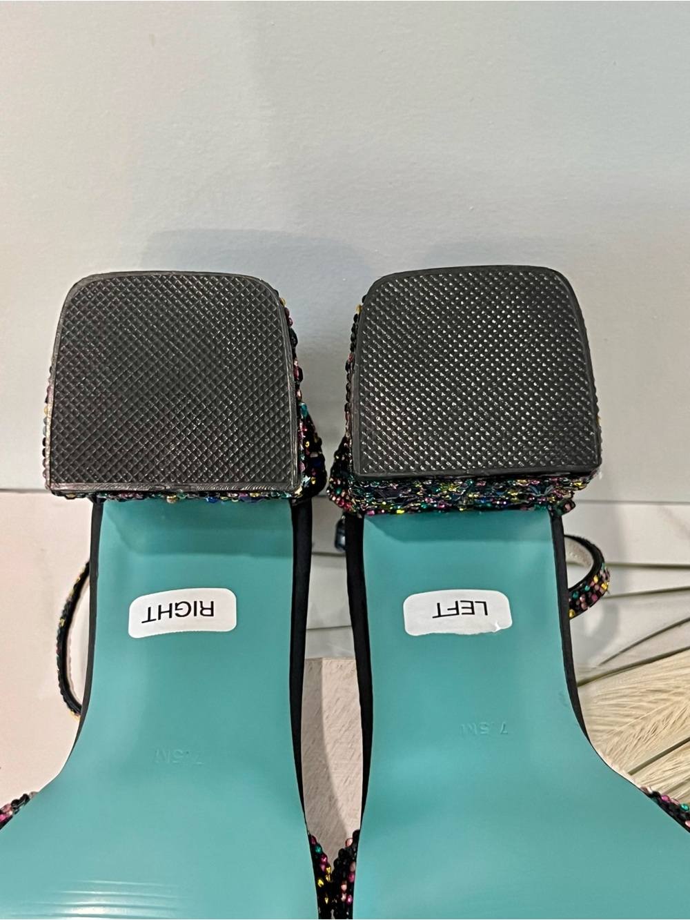 Betsey Johnson Black Multicolor Beaded Block Heel - Picture 14 of 16